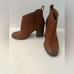 BP Boots Womens 11M Lance Casual Side Zip Ankle Bootie 58665 Brown Leather Heels